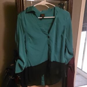 2B Bebe Teal and Black Blouse